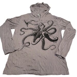 SURE Octopus Kraken Hoodie Mens M Pullover Lightweight Cotton gray Man Vs.